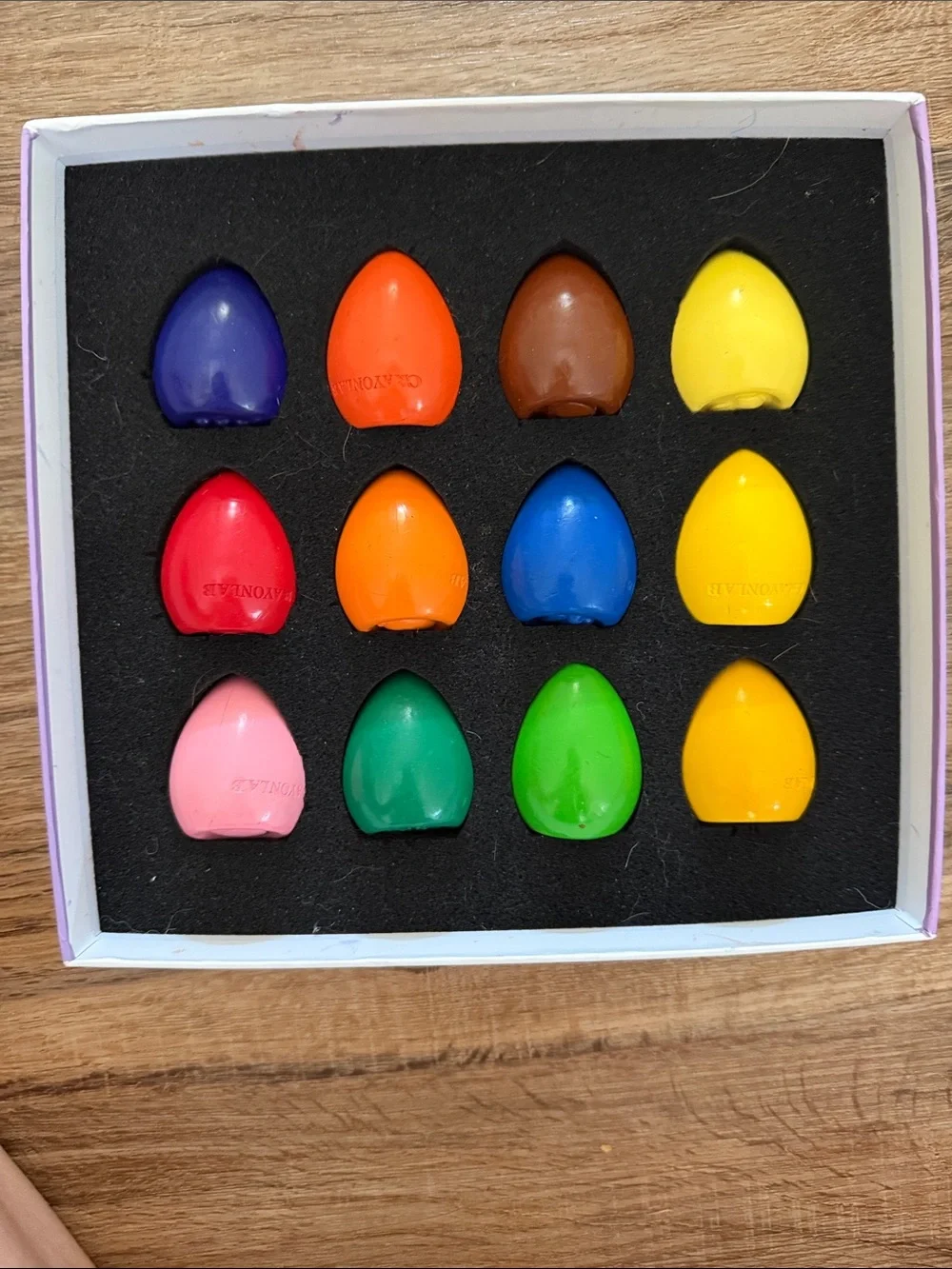 Jupitearth Palm-Grasp Egg Crayons Set of 12 in box, fruit and vegetables series